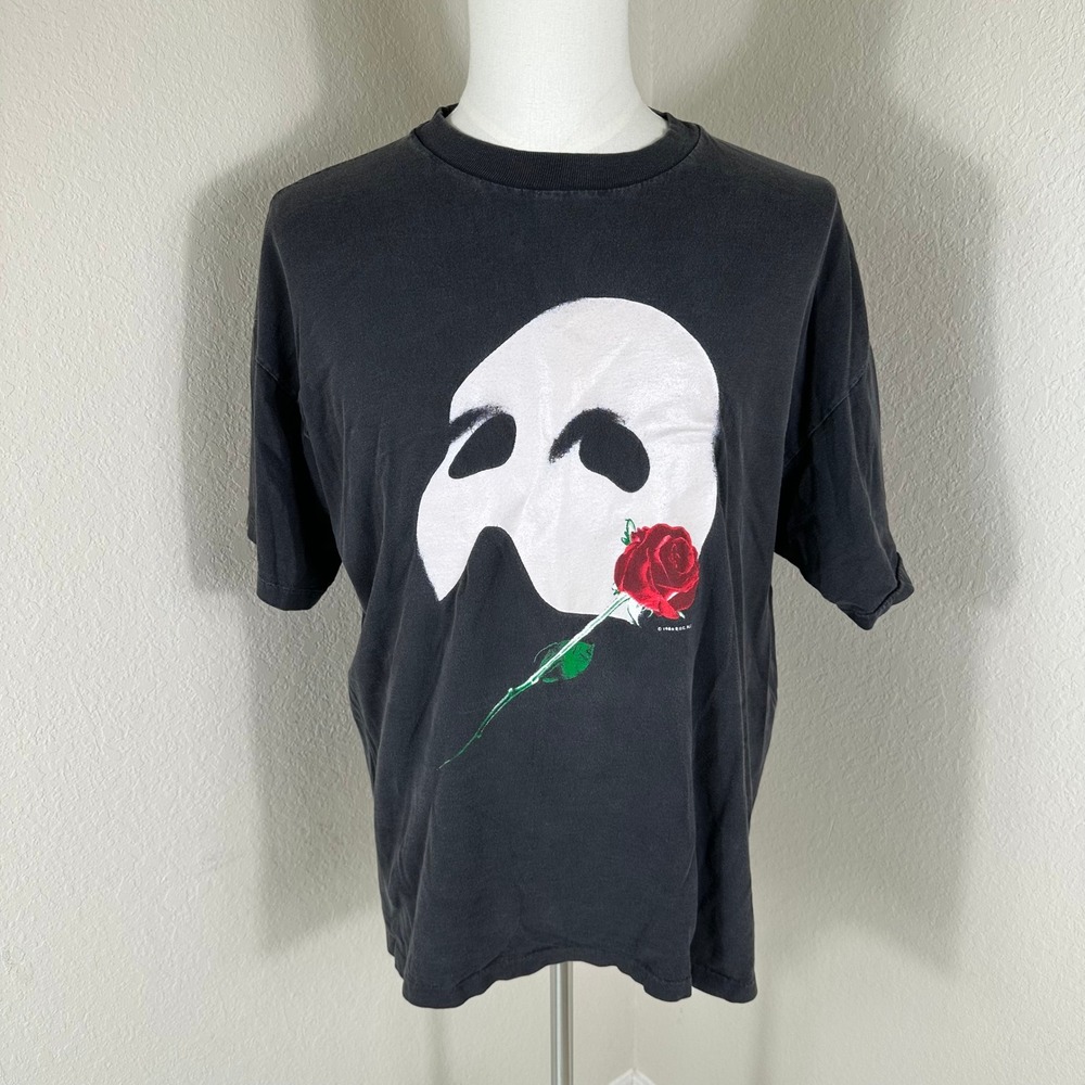 VTG Phantom of the Opera T-Shirt XL Black Hanes Heavyweight Single Stitch Goth